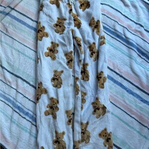 Cozy Bear Print Women's Pajama Bottoms - White and Brown